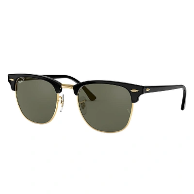 Shop Ray Ban Clubmaster Classic Sunglasses Black Frame Green Lenses Polarized 55-19