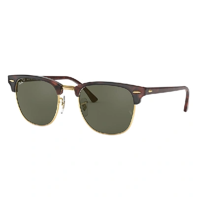 Shop Ray Ban Clubmaster Classic Sunglasses Red Havana Frame Green Lenses Polarized 55-19