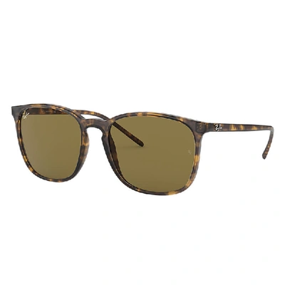 Shop Ray Ban Sunglasses Unisex Rb4387 - Light Havana Frame Brown Lenses 56-18 In Tortoise