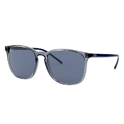 Shop Ray Ban Sunglasses Unisex Rb4387 - Transparent Blue Frame Blue Lenses 56-18 In Blau