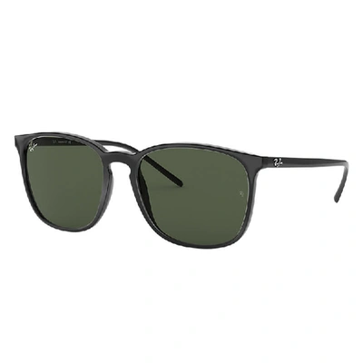 Shop Ray Ban Sunglasses Unisex Rb4387 - Black Frame Green Lenses 56-18