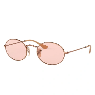 Shop Ray Ban Sunglasses Unisex Oval Washed Evolve - Bronze-copper Frame Pink Lenses 54-21