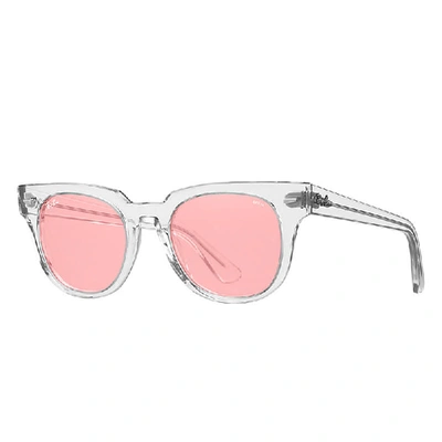 RAY BAN METEOR WASHED EVOLVE SONNENBRILLEN TRANSPARENT FASSUNG ROSA GLAS 50-20 