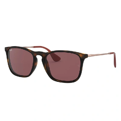 Ray Ban Chris Sonnenbrillen Bronze-kupfer Fassung Violett Glas 54-18 In Bronze-copper