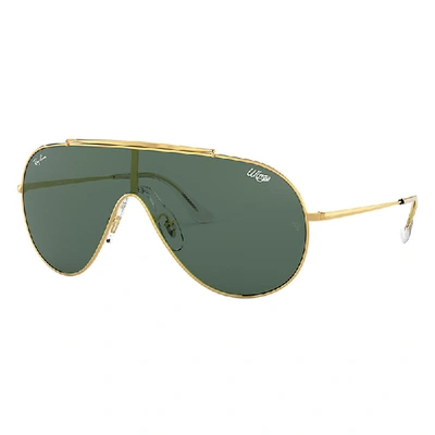 Shop Ray Ban Wings Sunglasses Gold Frame Green Lenses 01-33
