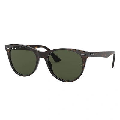 Shop Ray Ban Sunglasses Unisex Wayfarer Ii Classic - Tortoise Frame Green Lenses 52-18