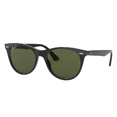 Ray Ban Wayfarer Ii Classic Sunglasses Black Frame Green Lenses Polarized 55-18 In Black