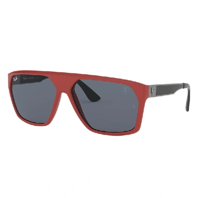 Shop Ray Ban Rb4309m Scuderia Ferrari Collection Sunglasses Red Frame Grey Lenses 61-13