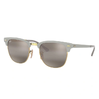 Shop Ray Ban Clubmaster Metal Sunglasses Grey Frame Grey Lenses 51-21