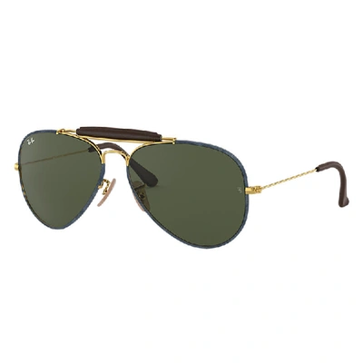 Shop Ray Ban Aviator Craft Sunglasses Gold Frame Green Lenses 58-14