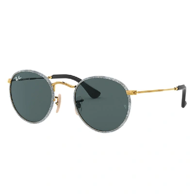 Shop Ray Ban Round Craft Sunglasses Gold Frame Blue Lenses 50-21