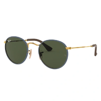 Shop Ray Ban Sunglasses Man Round Craft - Gold Frame Green Lenses 50-21