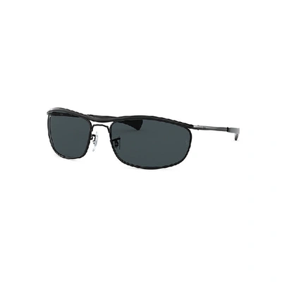 Shop Ray Ban Sunglasses Unisex Olympian I Deluxe - Black Frame Blue Lenses 62-18