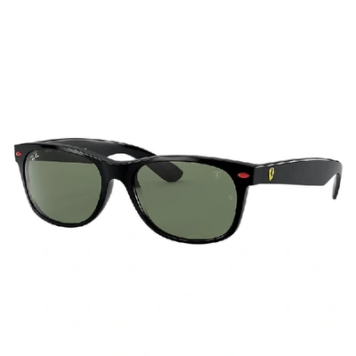 Shop Ray Ban Sunglasses Unisex Rb2132m Scuderia Ferrari Collection - Black Frame Green Lenses 55-18