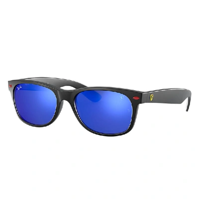Shop Ray Ban Sunglasses Unisex Rb2132m Scuderia Ferrari Collection - Black Frame Blue Lenses 55-18