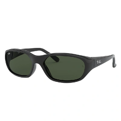 Shop Ray Ban Sunglasses Unisex Daddy-o - Black Frame Green Lenses 59-17 In Schwarz