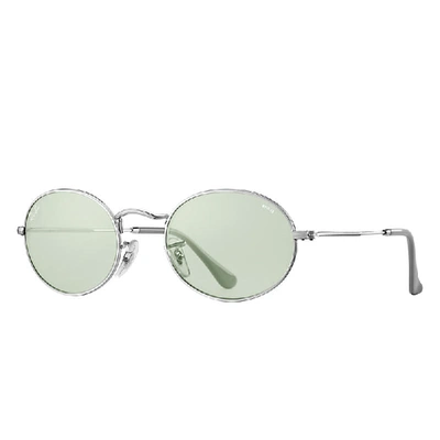 Shop Ray Ban Oval Solid Evolve Sonnenbrillen Silber Fassung Grün Glas 54-21