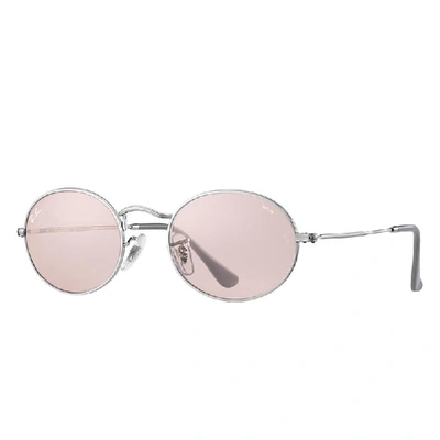 Shop Ray Ban Oval Solid Evolve Sunglasses Silver Frame Pink Lenses 51-21