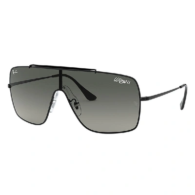 Shop Ray Ban Wings Ii Sunglasses Black Frame Grey Lenses 01-35 In Schwarz