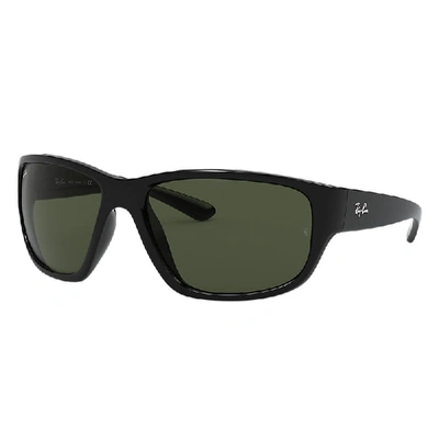 Shop Ray Ban Rb4300 Sunglasses Black Frame Green Lenses 63-18 In Schwarz