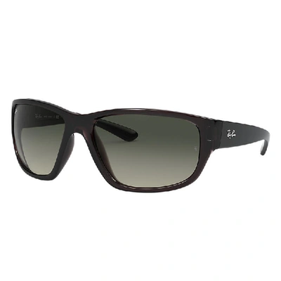 Shop Ray Ban Rb4300 Sunglasses In Transparent Grey