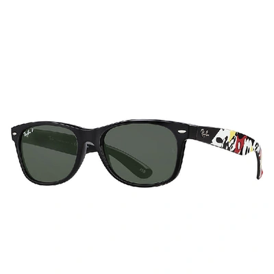 Shop Ray Ban Rb2132 Mickey J19 Sunglasses Mickey Mouse Frame Green Lenses Polarized 55-18 In Mickey Mouse Texture