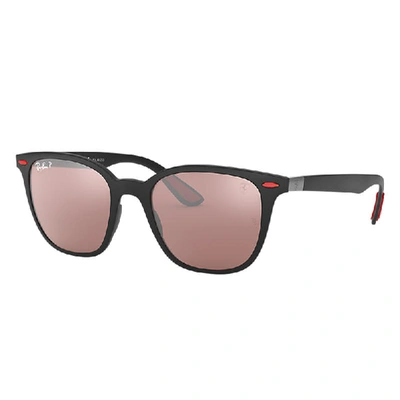 Shop Ray Ban Rb4297m Scuderia Ferrari Collection Sunglasses Black Frame Violet Lenses Polarized 51-19