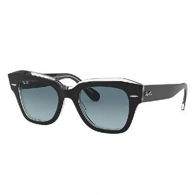 Ray Ban State Street Sunglasses Black Frame Blue Lenses 49-20 In Black