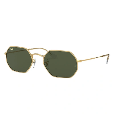 RAY BAN SUNGLASSES UNISEX OCTAGONAL LEGEND GOLD - GOLD FRAME GREEN LENSES 53-21 