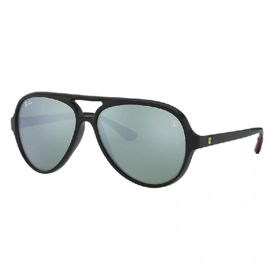 Shop Ray Ban Sunglasses Unisex Rb4125m Scuderia Ferrari Collection - Black Frame Silver Lenses 57-14
