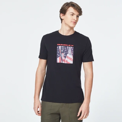 Shop Oakley Usa Flag Picture Short Sleeve Tee In Black