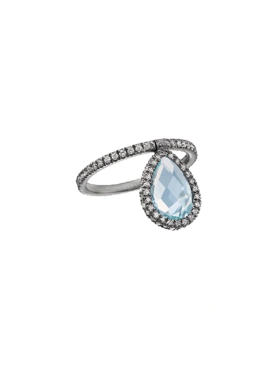 Shop Nina Runsdorf Medium Light Blue Topaz Flip Ring In Silver
