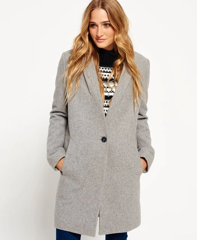 Shop Superdry Istegade Coat In Light Grey
