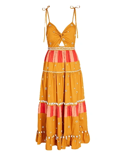 Shop Ulla Johnson Kali Shell-embellished Cotton Dress In Multi
