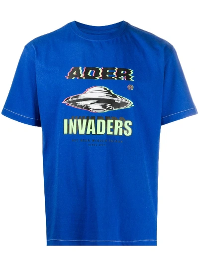 Shop Ader Error Invader Print T-shirt In Blue