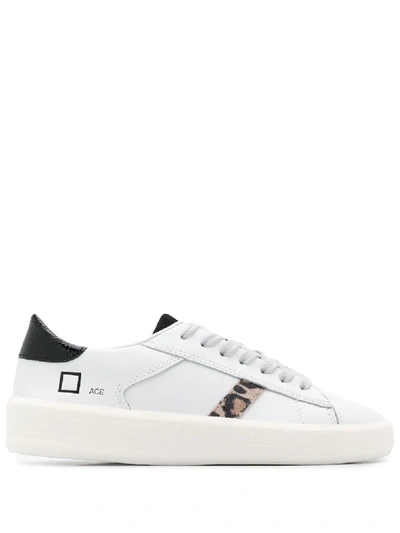 Shop Date Leopard Stripe Sneakers In White