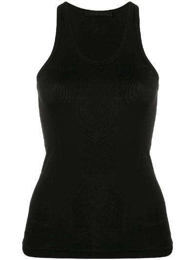 Shop Helmut Lang Silk Slim-fit Tank Top In Black