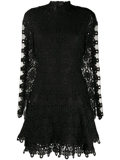 Shop Jonathan Simkhai Lace Embroidered Mini Dress In Black