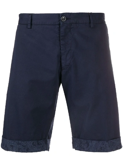 Shop Etro Turned-up Hem Bermuda Shorts In Blue