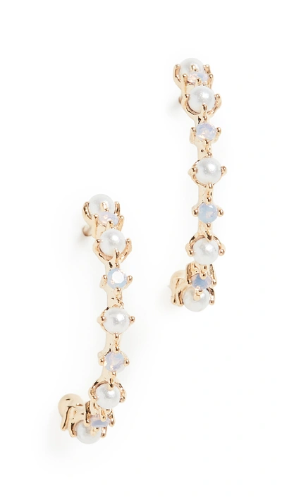 Shop Theia Jewelry Aubrey Petite Hoop Earrings In Pearl/gold