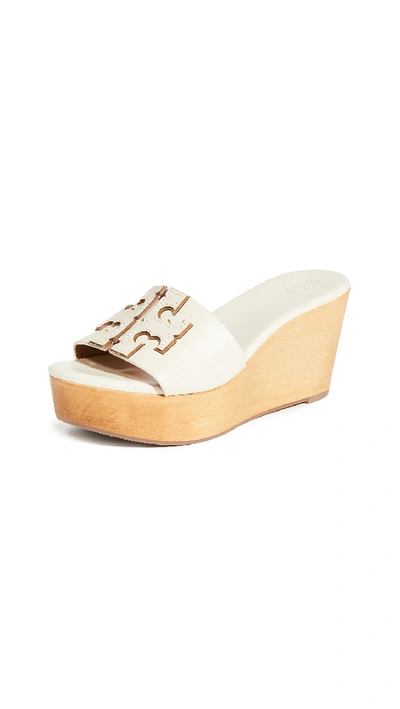 Shop Tory Burch 80mm Ines Wedge Slides In New Cream/gold