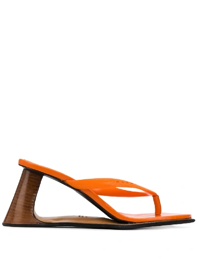Shop Marni Sculptured Wedge Thong Sandals In Orange