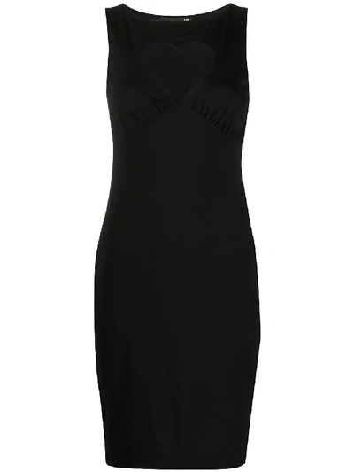 Shop Love Moschino Heart Cutout Dress In Black