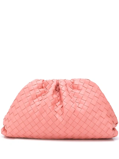 Shop Bottega Veneta The Pouch Intrecciato Bag In Pink