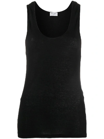 Shop Saint Laurent Scoop Neck Tank Top In Black