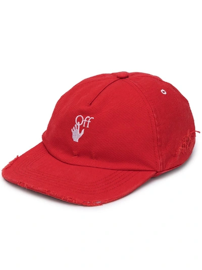 Shop Off-white Embroidered Logo Baseball Cap In Red