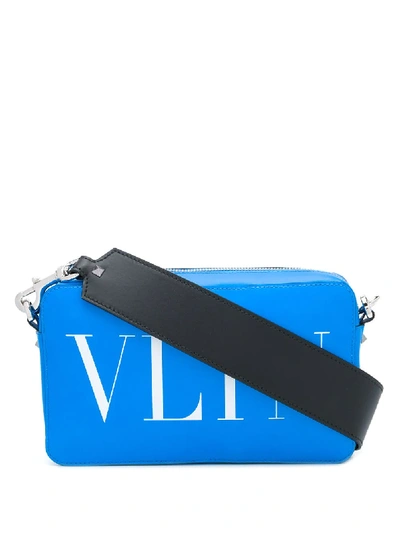 Shop Valentino Vltn Logo-print Shoulder Bag In Blue