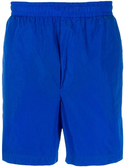 Shop Moncler Logo Trim Swim Shorts In Blue