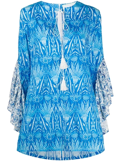 Shop Ava Adore Floral Print Tunic Dress In Blue