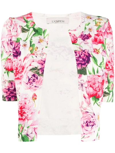 Shop Laneus Floral Short-sleeve Cardigan In Pink